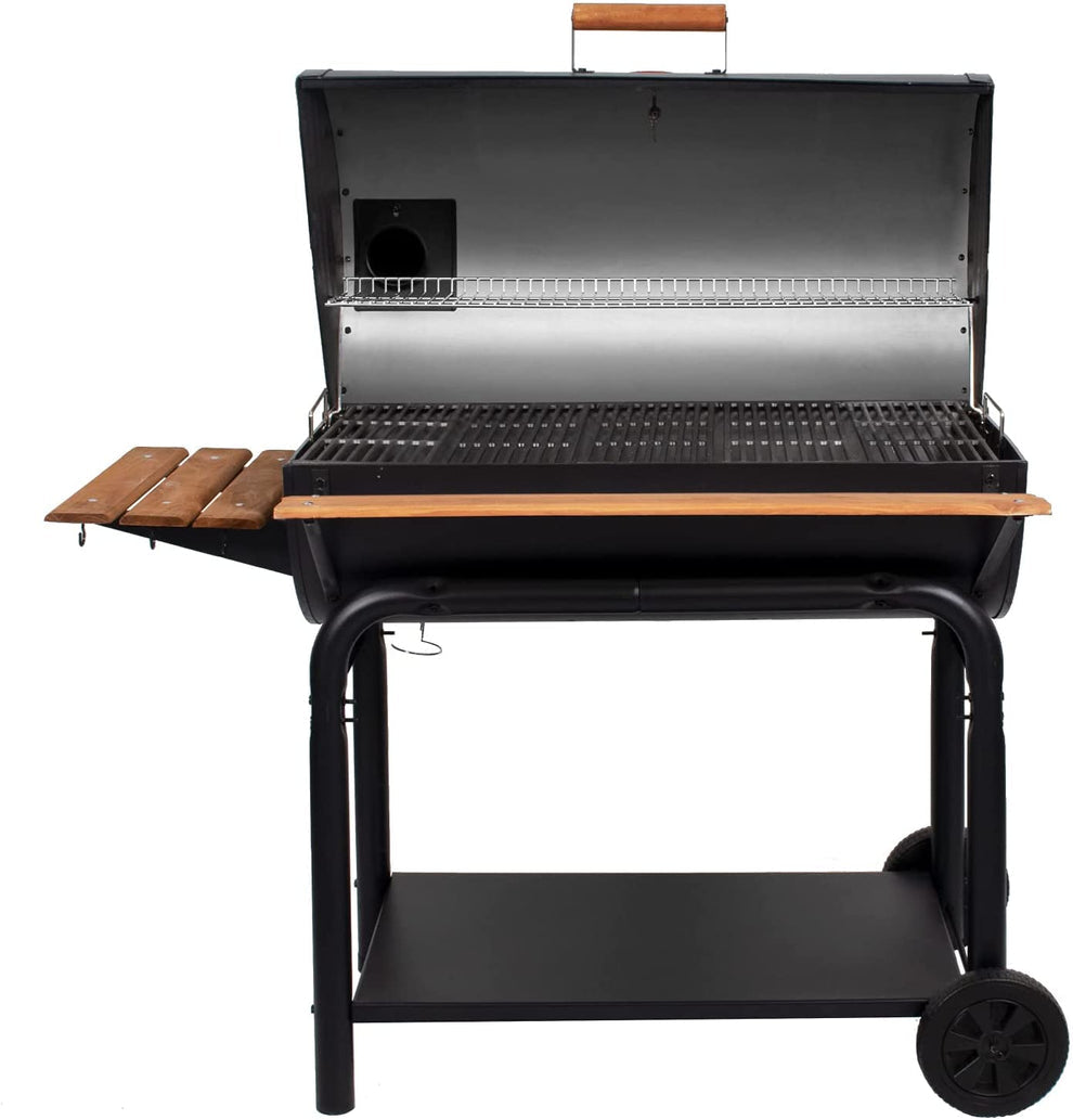 Premium BBQ Grill with Wooden Shelves Charcoal Grill A G