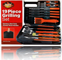 19 Pieces Grilling with Wooden Handles Set in Carry Case