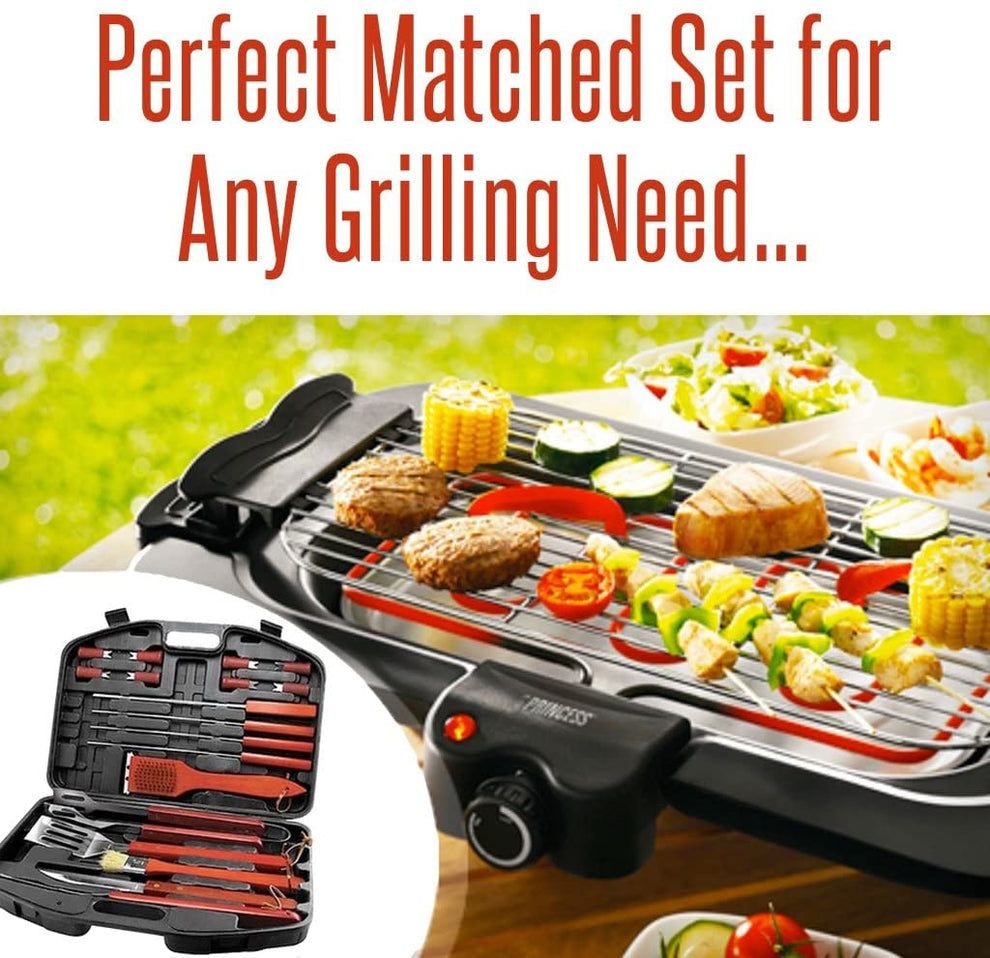 19 Pieces Grilling with Wooden Handles Set in Carry Case