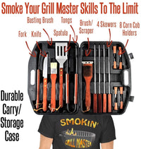 19 Pieces Grilling with Wooden Handles Set in Carry Case